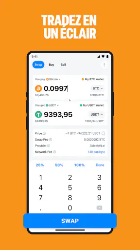 Portefeuille DeFi Bitcoin screenshot