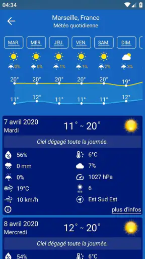 Prevision meteo screenshot