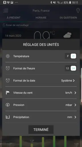 Prévisions météorologiques screenshot