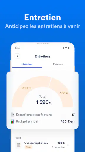 Prix, historique, km, essence screenshot
