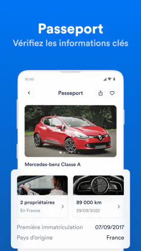 Prix, historique, km, essence screenshot