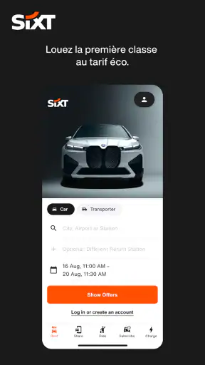 SIXT. rent. share. ride. plus. screenshot