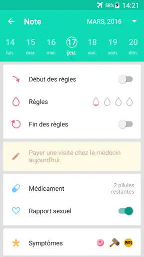 Suivi des règles et ovulation screenshot