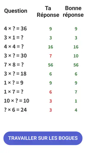 Table de multiplication screenshot