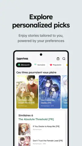 Tappytoon Comics, Webtoons, BD screenshot