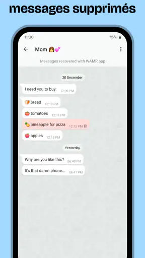 WAMR : messages supprimés screenshot