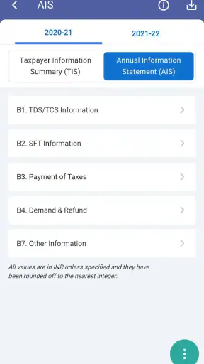 AIS for Taxpayers screenshot