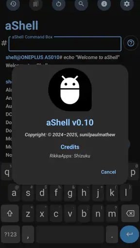 aShell - an ADB shell screenshot