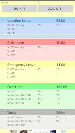 Attendance & Leave Tracker screenshot