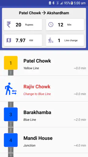 Delhi Metro Nav Fare Route Map screenshot