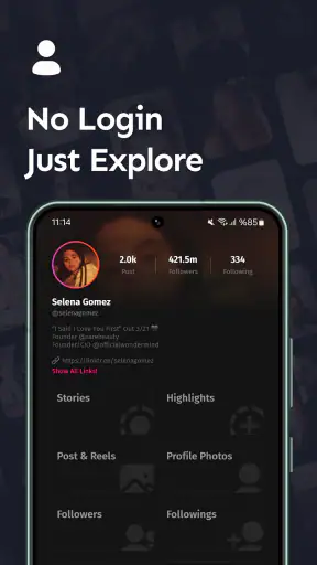 InAnalyze: Profile Viewer screenshot