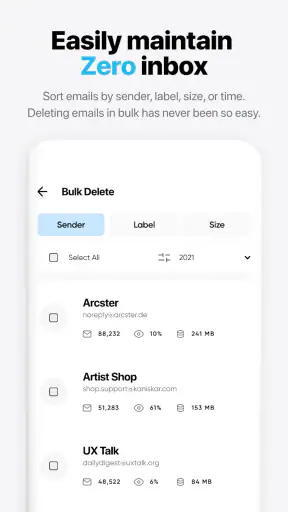 Instaclean - Clean your Inbox screenshot