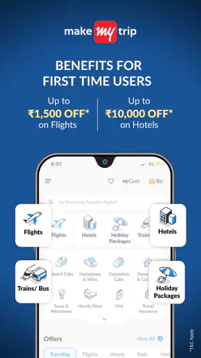MakeMyTrip होटल, फ्लाइट, बस screenshot