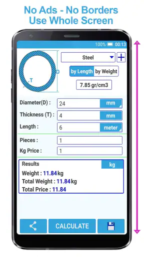 Metal Weight Calculator Pro screenshot
