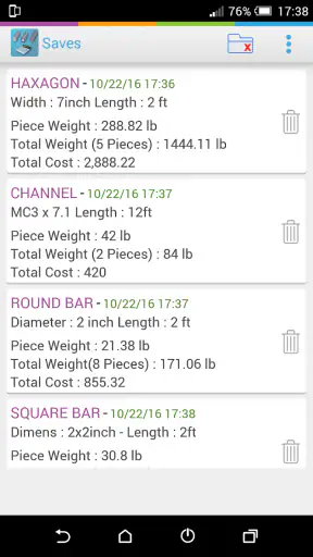 Metal Weight Calculator Pro screenshot