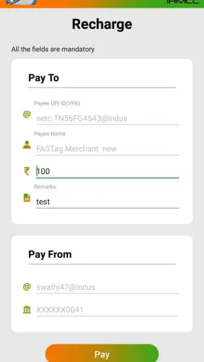 My FASTag screenshot