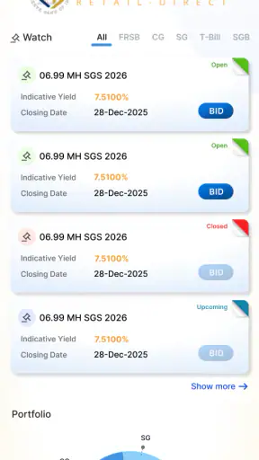 RBI Retail Direct screenshot