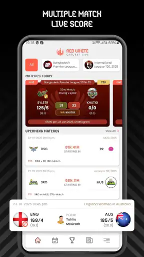 Red White Cricket Live Line screenshot