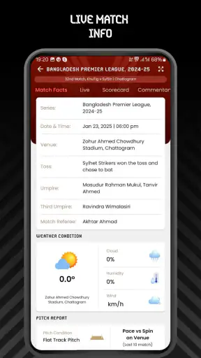 Red White Cricket Live Line screenshot