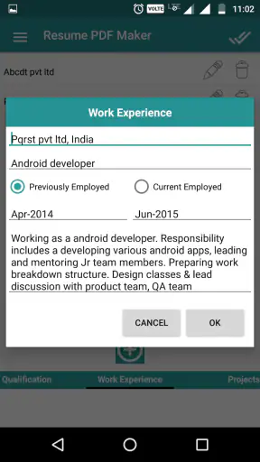 Resume PDF Maker / CV Builder screenshot