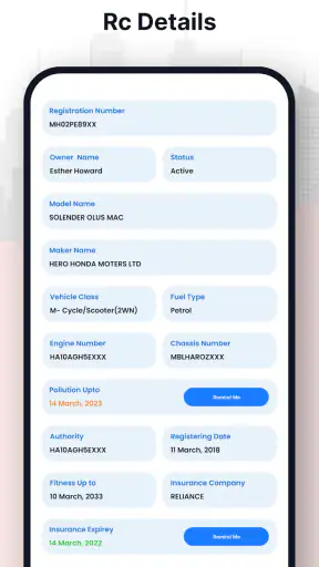 RTO Vehicle Information screenshot