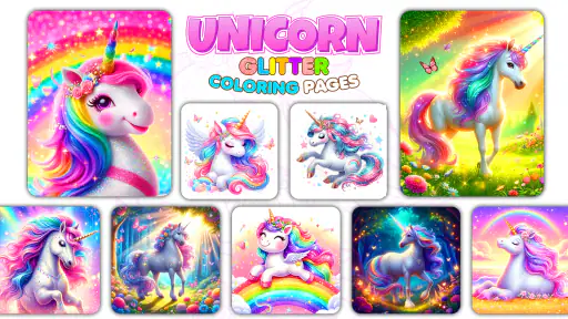 Unicorn Glitter Coloring Pages screenshot