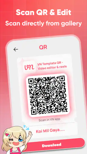 VN टेम्पलेट - वीडियो एडिट QR screenshot