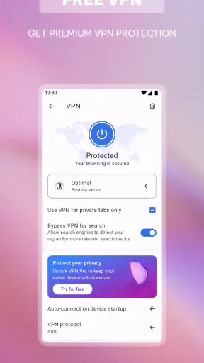 VPN वाला Opera ब्राउज़र screenshot