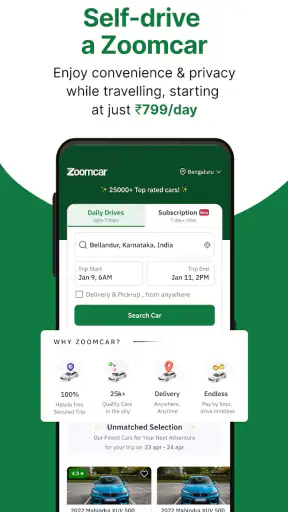 Zoomcar: Car rental for travel screenshot