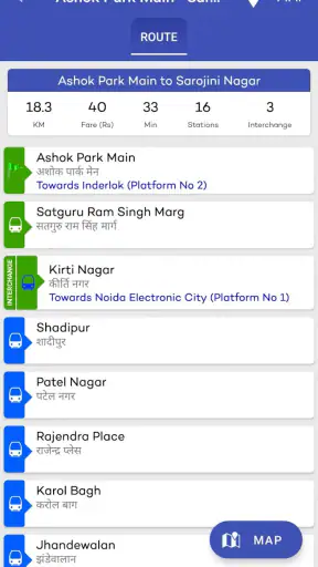 Delhi Metro Route Map and Fare screenshot