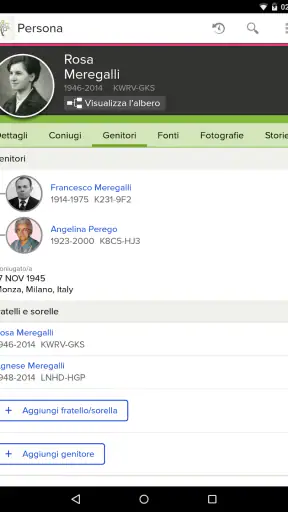 Albero di FamilySearch screenshot