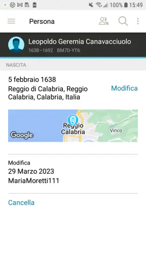 Albero di FamilySearch screenshot