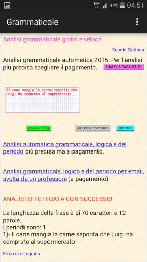 Analisi grammaticale italiana screenshot