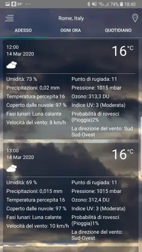 App di previsioni del tempo screenshot