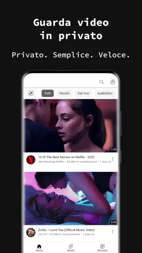 Applicazione browser privata screenshot