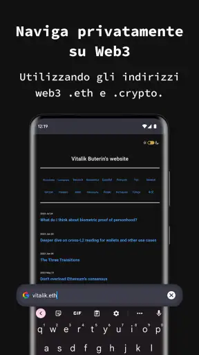 Applicazione browser privata screenshot