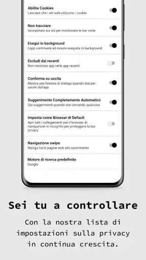 Applicazione browser privata screenshot