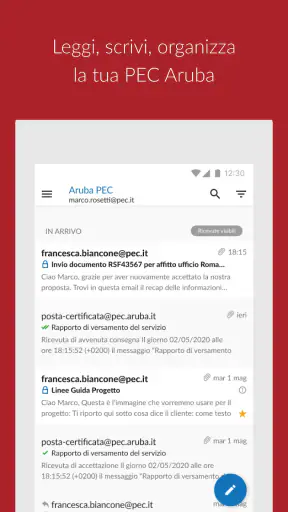 Aruba PEC screenshot