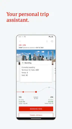 Austrian Airlines screenshot