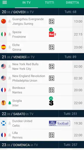Calcio in TV e Livescore screenshot