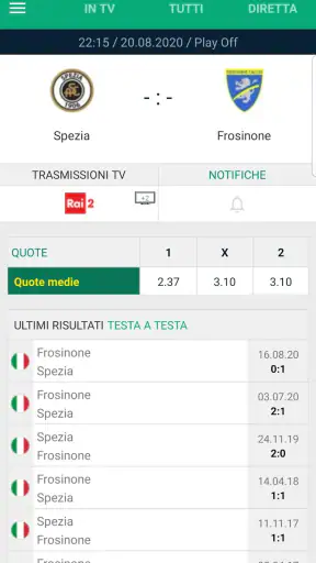 Calcio in TV e Livescore screenshot