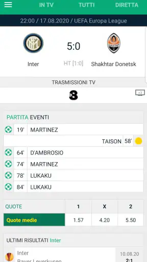 Calcio in TV e Livescore screenshot