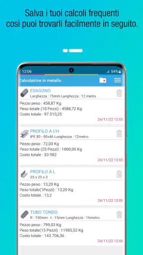 Calcolatrice Peso Metallo screenshot