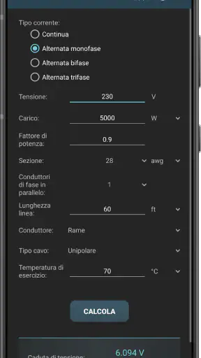 Calcoli Elettrici screenshot