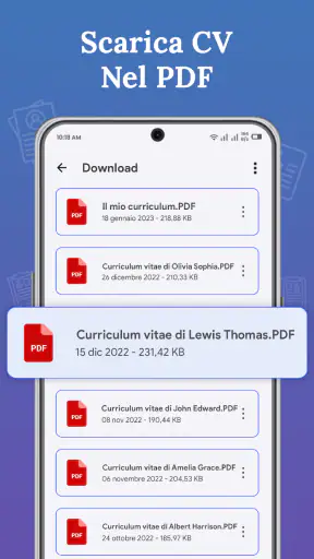 Creare curriculum vitae PDF screenshot