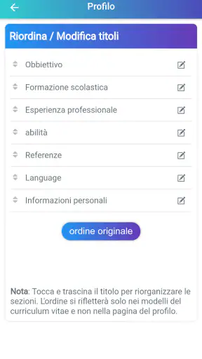 Curriculum vitae, CV Europeo screenshot