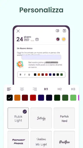 Diario, Note con Password screenshot