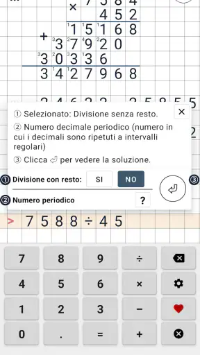 Divisioni in colonna screenshot