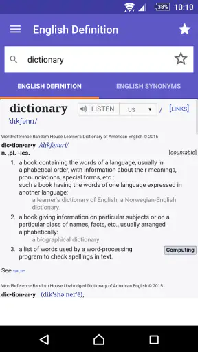 Dizionario inglese-ita WordRef screenshot