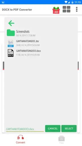 DOCX to PDF Converter screenshot